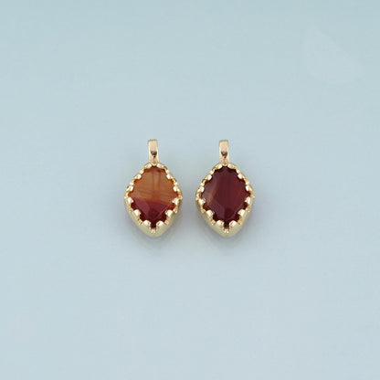 18K Gold Filled Rhombus Pendant,Amber Charm Bracelet Necklace for DIY Jewelry Making Supply