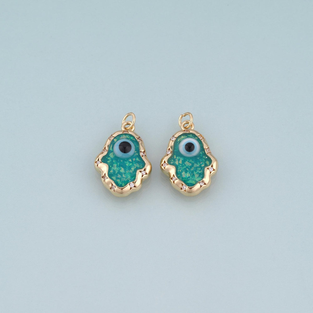 18K Gold Filled Enamel Evil Eye Ghost Pendant,Evil Eye Charm Bracelet Necklace for DIY Jewelry Making Supply
