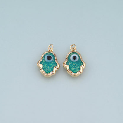 18K Gold Filled Enamel Evil Eye Ghost Pendant,Evil Eye Charm Bracelet Necklace for DIY Jewelry Making Supply