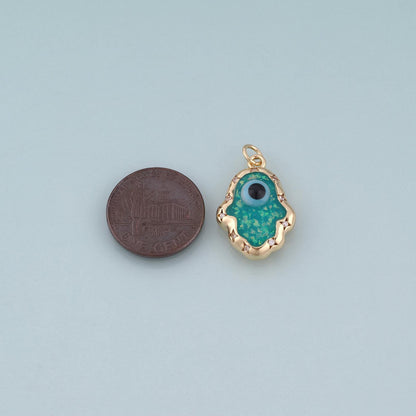 18K Gold Filled Enamel Evil Eye Ghost Pendant,Evil Eye Charm Bracelet Necklace for DIY Jewelry Making Supply