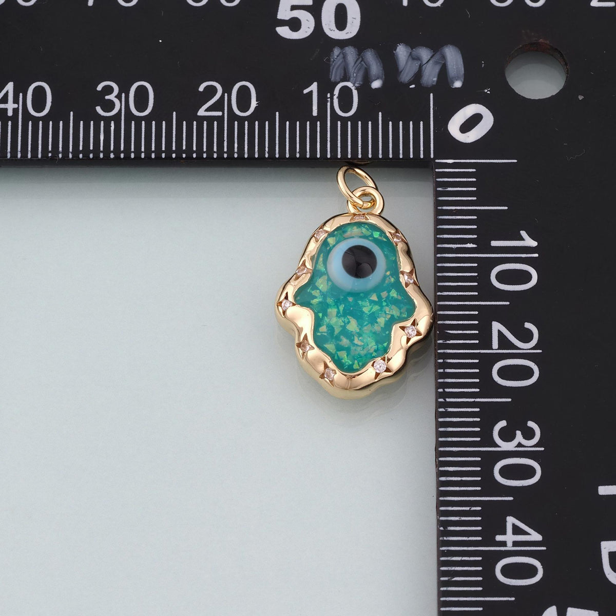 18K Gold Filled Enamel Evil Eye Ghost Pendant,Evil Eye Charm Bracelet Necklace for DIY Jewelry Making Supply