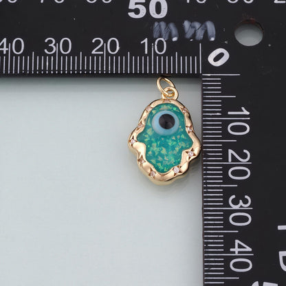 18K Gold Filled Enamel Evil Eye Ghost Pendant,Evil Eye Charm Bracelet Necklace for DIY Jewelry Making Supply