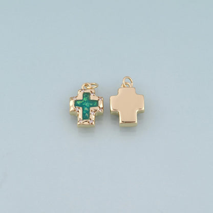 18K Gold Filled Enamel Evil Eye Cross Pendant,Evil Eye Charm Bracelet Necklace for DIY Jewelry Making Supply