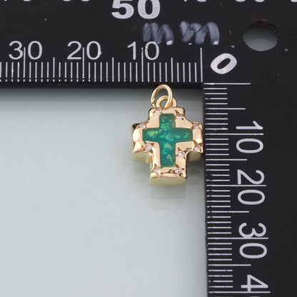 18K Gold Filled Enamel Evil Eye Cross Pendant,Evil Eye Charm Bracelet Necklace for DIY Jewelry Making Supply