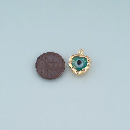 18K Gold Filled Enamel Evil Eye Heart Pendant,Evil Eye Charm Bracelet Necklace for DIY Jewelry Making Supply