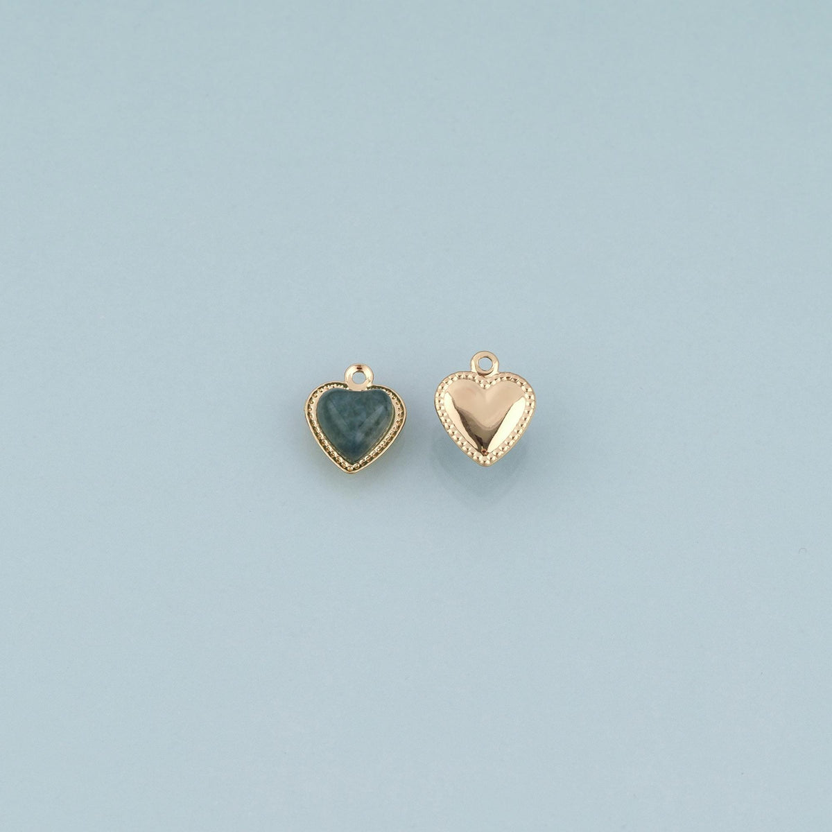 18K Gold Filled Heart Pendant,Natural Stone Charm Bracelet Necklace for DIY Jewelry Making Supply