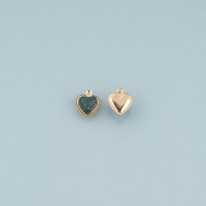 18K Gold Filled Heart Pendant,Natural Stone Charm Bracelet Necklace for DIY Jewelry Making Supply