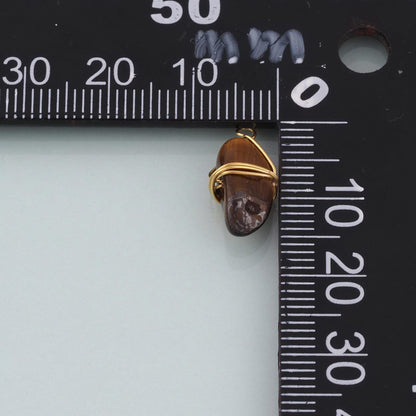 18K Gold Filled Raw Stone Pendant,Natural Stone Charm Bracelet Necklace for DIY Jewelry Making Supply