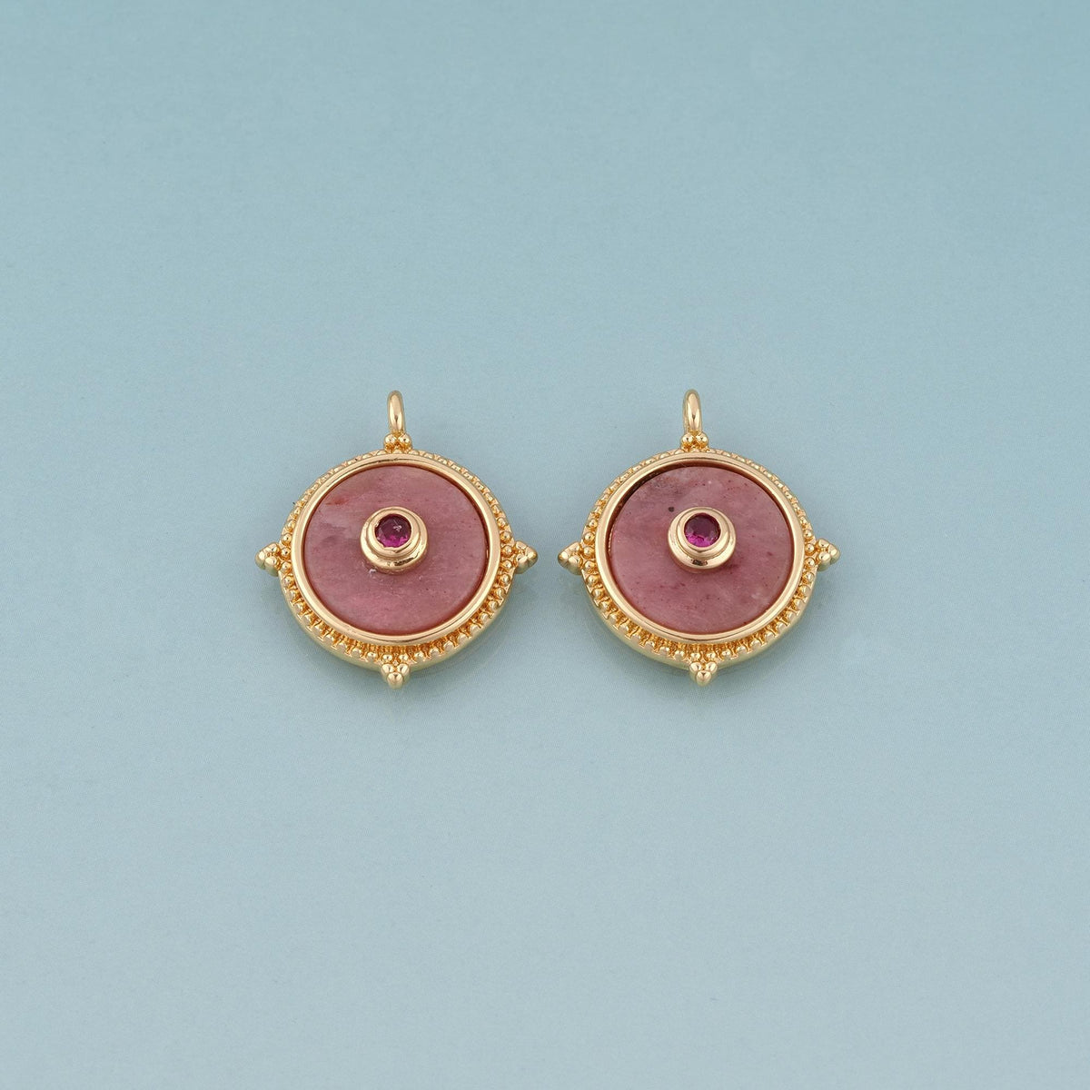 18K Gold Filled Compass Pendant,Natural Stone Charm Bracelet Necklace for DIY Jewelry Making Supply