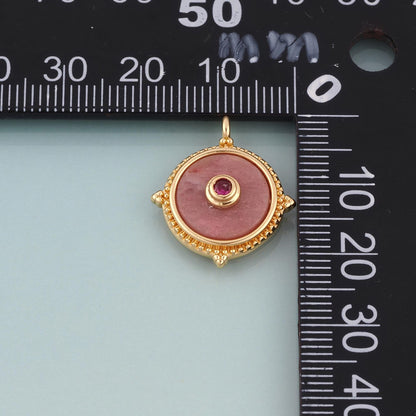 18K Gold Filled Compass Pendant,Natural Stone Charm Bracelet Necklace for DIY Jewelry Making Supply