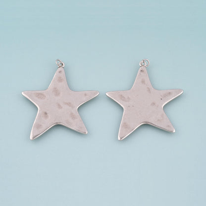Silver Star Pendant,Minimalist Star Charm Bracelet Necklace for DIY Jewelry Making Supply