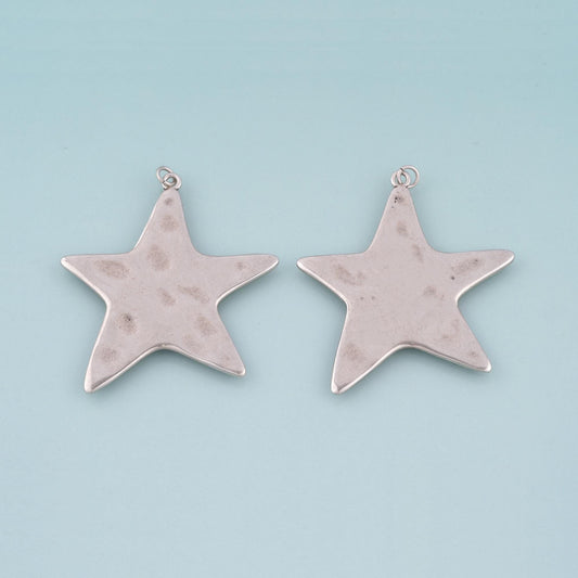 Silver Star Pendant,Minimalist Star Charm Bracelet Necklace for DIY Jewelry Making Supply