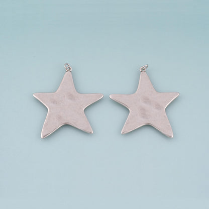 Silver Star Pendant,Minimalist Star Charm Bracelet Necklace for DIY Jewelry Making Supply