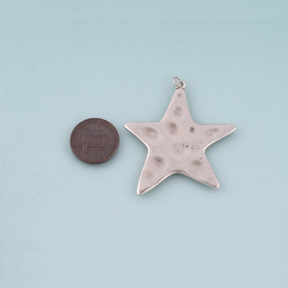 Silver Star Pendant,Minimalist Star Charm Bracelet Necklace for DIY Jewelry Making Supply