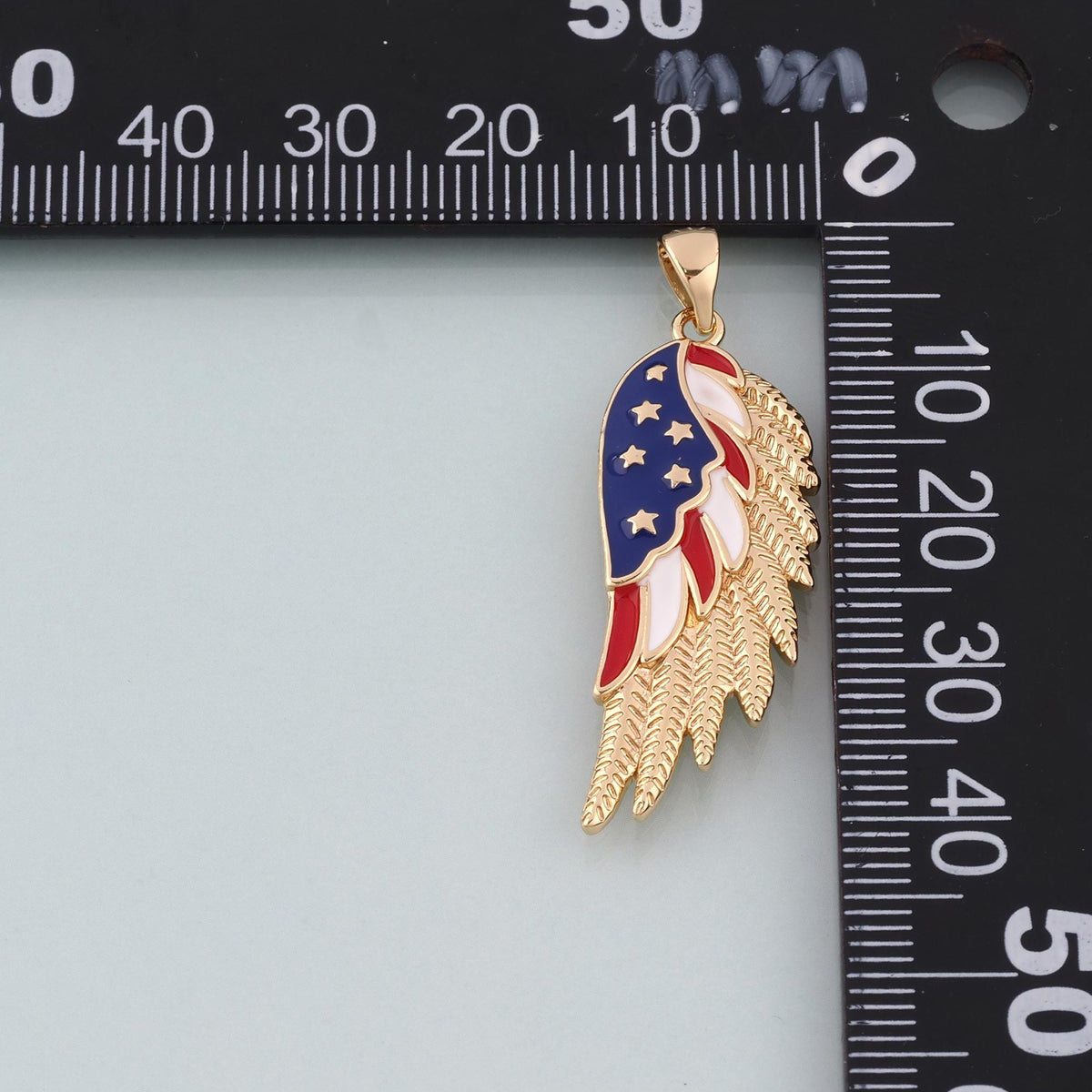 18K Gold Filled Enamel Wing Pendant,American Charm Bracelet Necklace for DIY Jewelry Making Supply