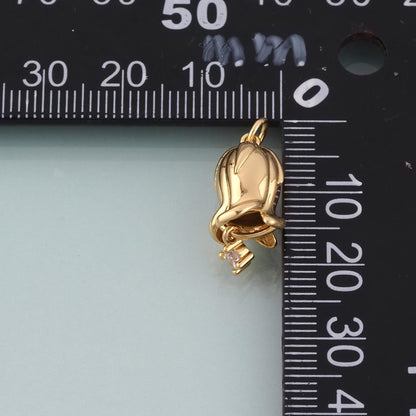 18K Gold Filled CZ Tulip Pendant,Natural Plant Charm Bracelet Necklace for DIY Jewelry Making Supply