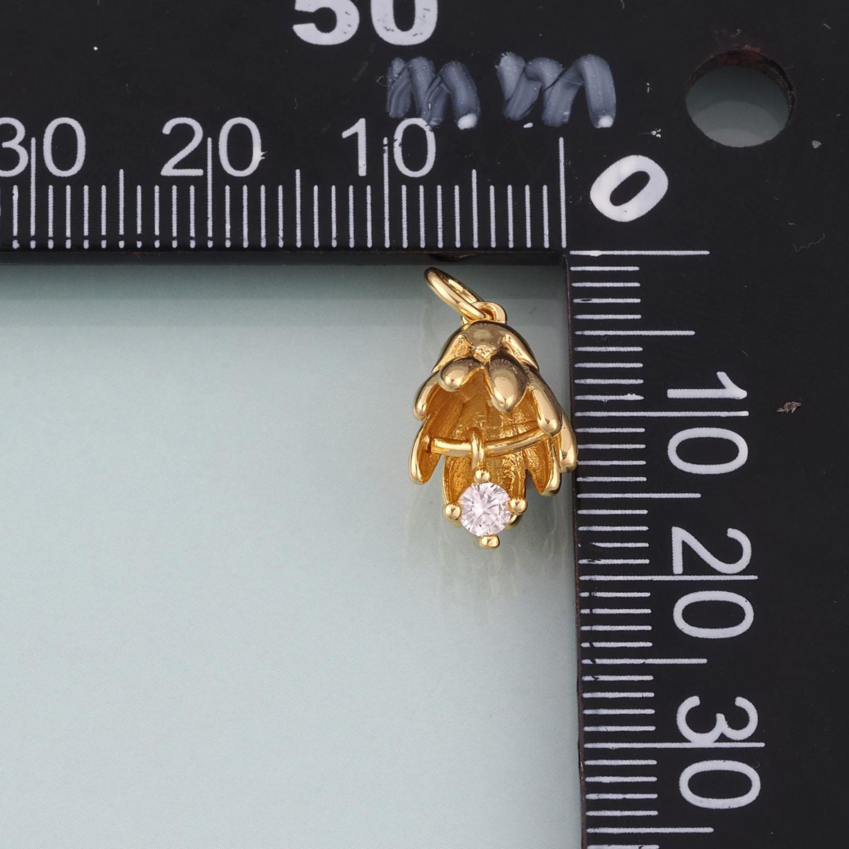 18K Gold Filled CZ Orchid Flower Pendant,Natural Plant Charm Bracelet Necklace for DIY Jewelry Making Supply