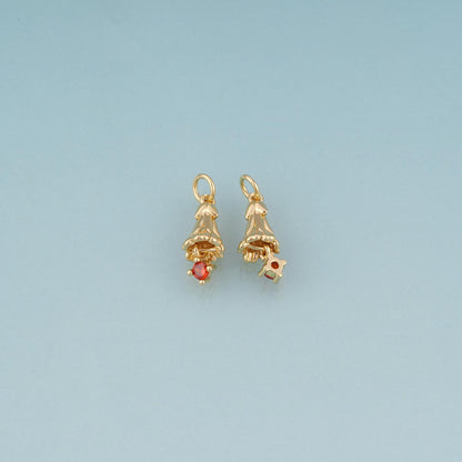 18K Gold Filled CZ Lily of the Valley Pendant,Natural Plant Charm Bracelet Necklace for DIY Jewelry Making Supply