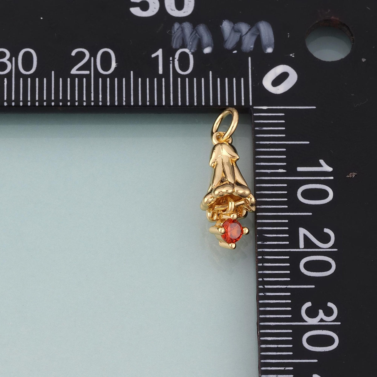 18K Gold Filled CZ Lily of the Valley Pendant,Natural Plant Charm Bracelet Necklace for DIY Jewelry Making Supply