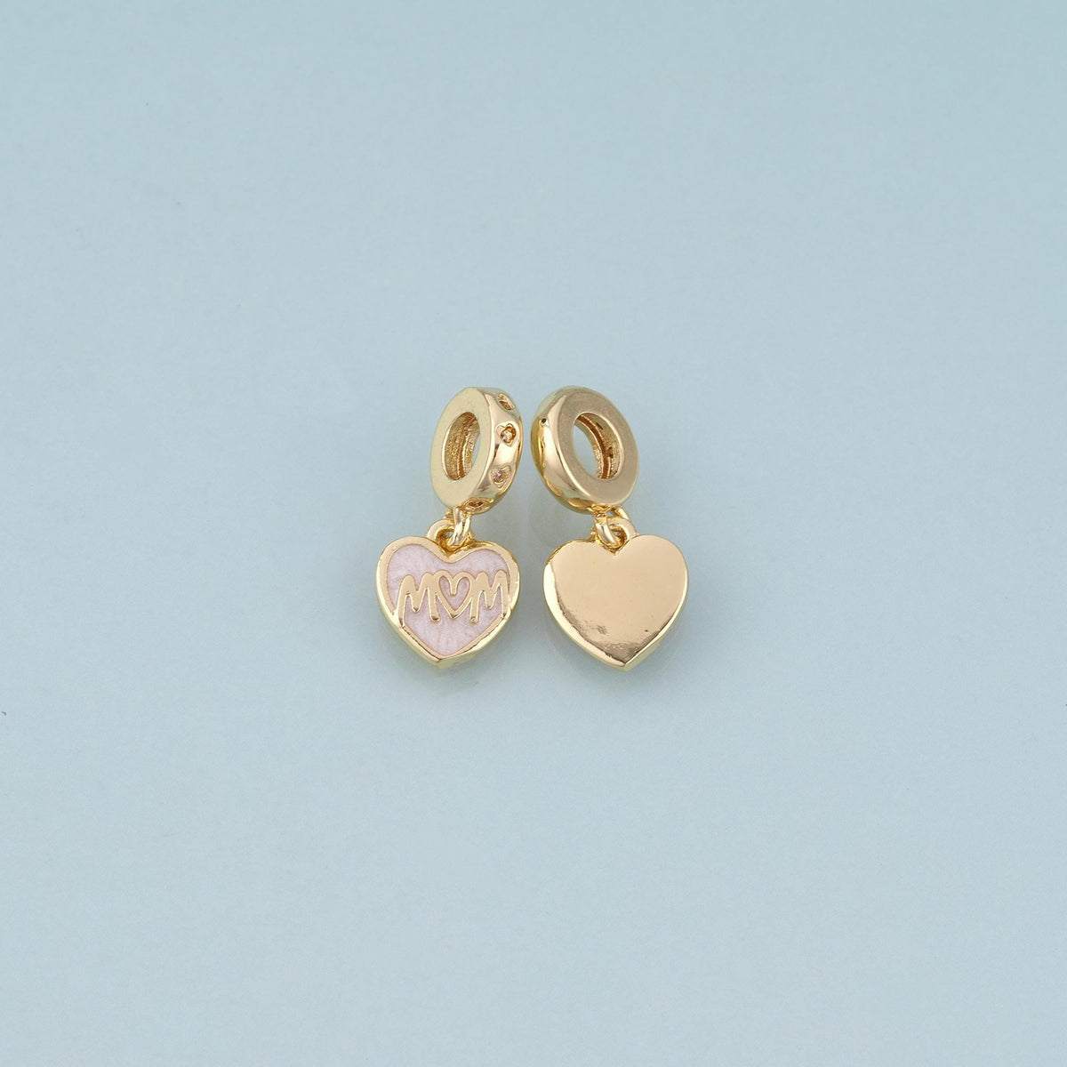 18K Gold Filled Enamel Heart Pendant,Mom Charm Bracelet Necklace for DIY Jewelry Making Supply