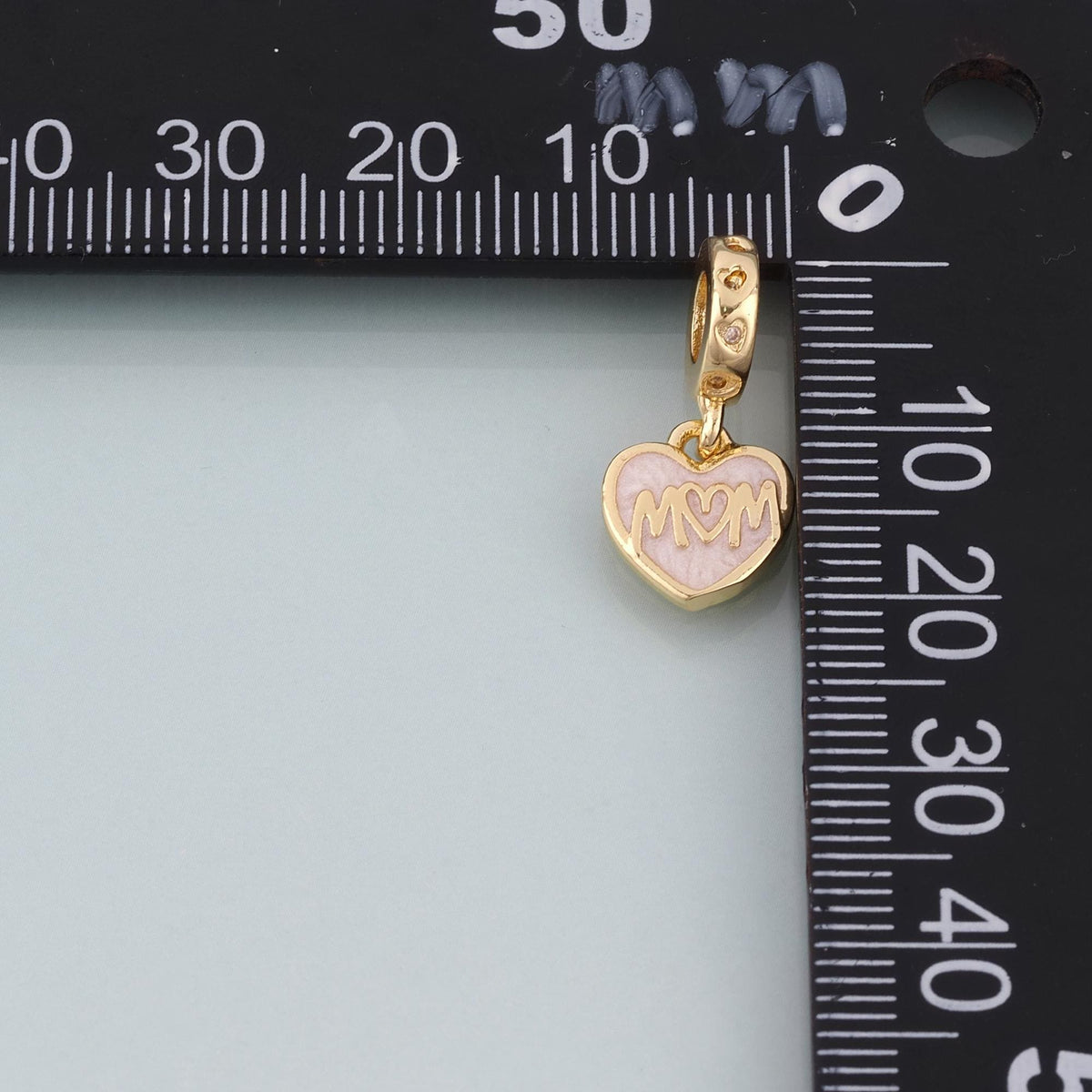 18K Gold Filled Enamel Heart Pendant,Mom Charm Bracelet Necklace for DIY Jewelry Making Supply
