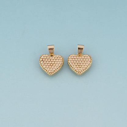 18K Gold Filled Honeycomb Texture Heart Pendant,Minimalist Charm Bracelet Necklace for DIY Jewelry Making Supply