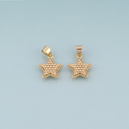 18K Gold Filled Honeycomb Texture Star Pendant,Minimalist Charm Bracelet Necklace for DIY Jewelry Making Supply