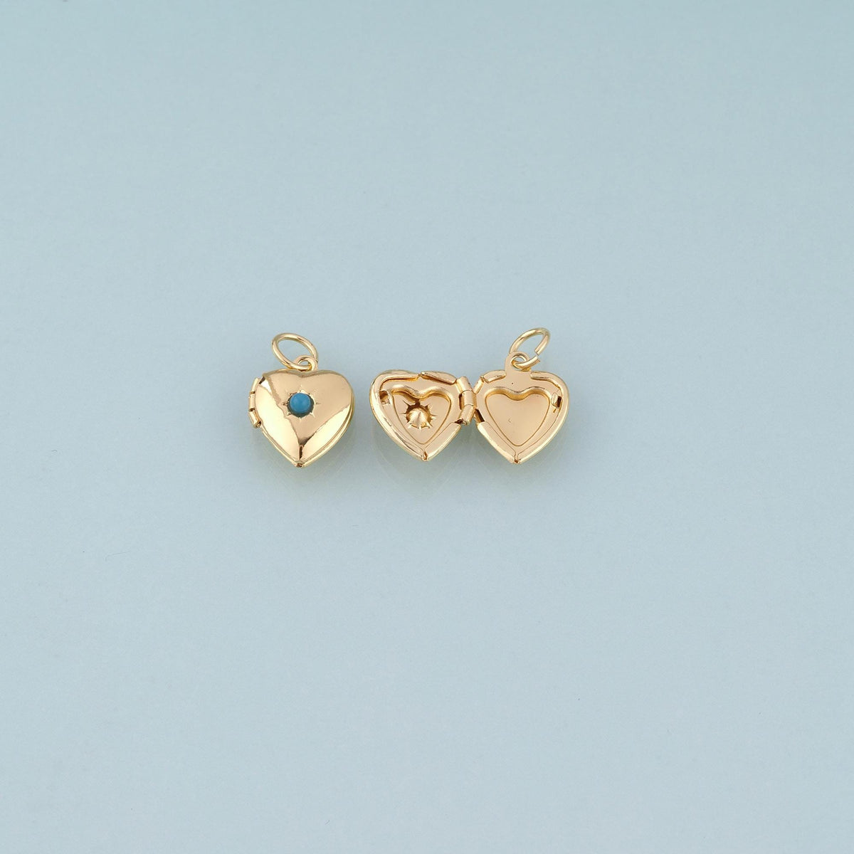 18K Gold Filled CZ Heart Locket Pendant,Gemstone Heart Charm Bracelet Necklace for DIY Jewelry Making Supply