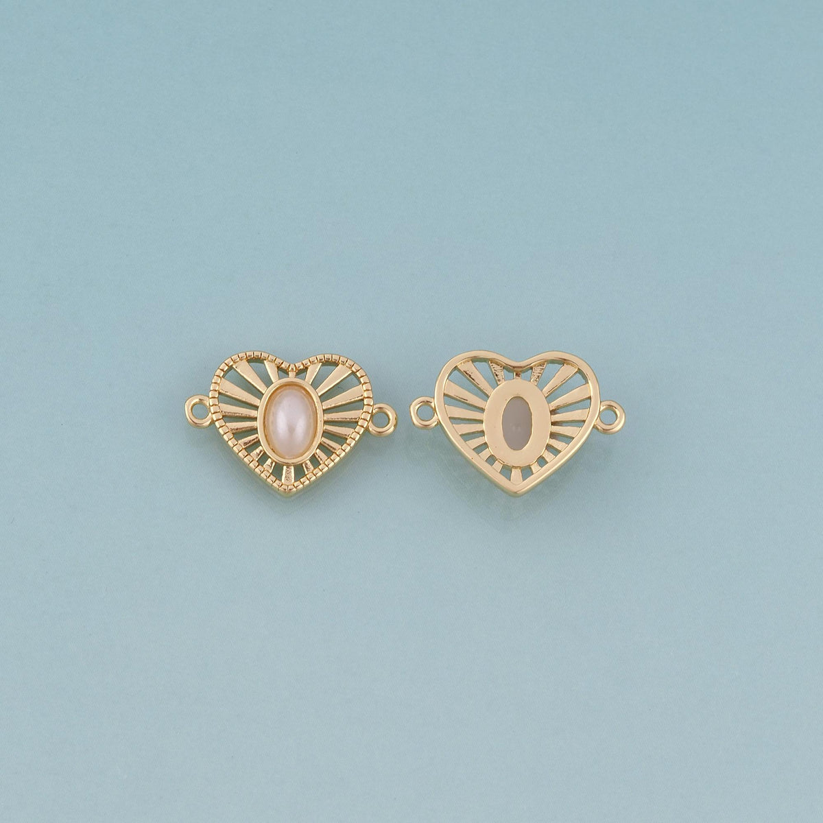 18K Gold Filled Pearl Heart Connector,Heart Connector Bracelet Necklace for DIY Jewelry Making Supply