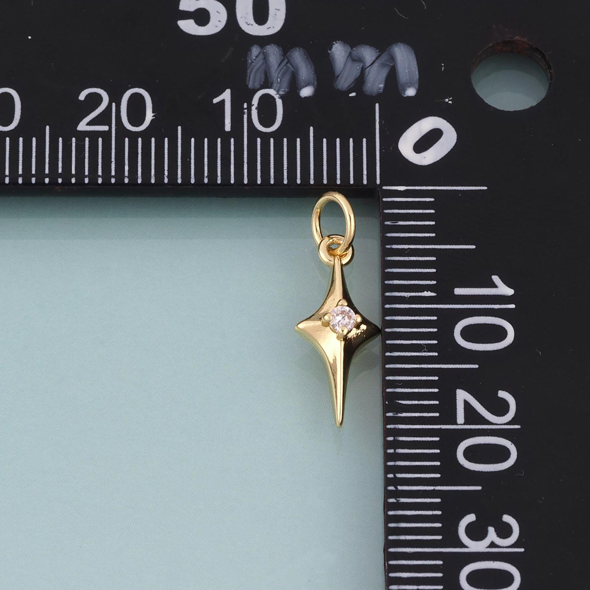 18K Gold Filled CZ Polaris Pendant,Polaris Charm Bracelet Necklace for DIY Jewelry Making Supply