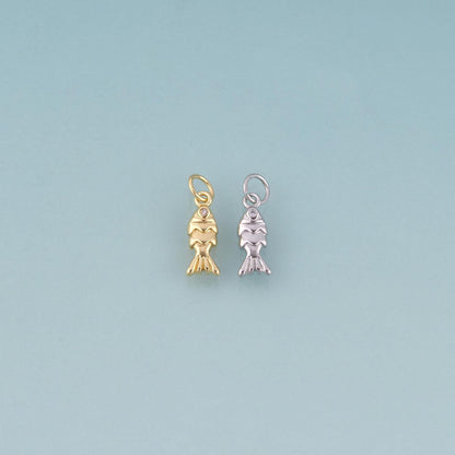 18K Gold Filled CZ Fish Pendant,Minimalist Charm Bracelet Necklace for DIY Jewelry Making Supply