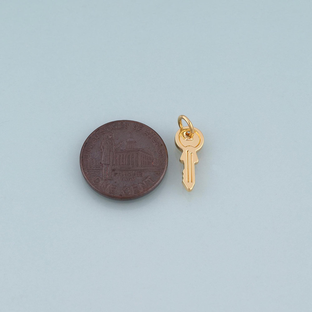 18K Gold Filled Key Charm Pendant for Jewelry Making