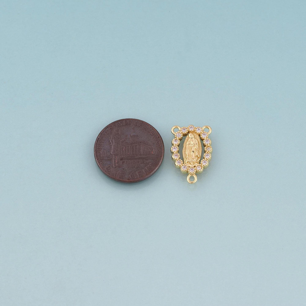 18K Gold Filled CZ Cutout Virgin Mary Connector,Our Lady Connector Bracelet Necklace for DIY Jewelry Making Supply