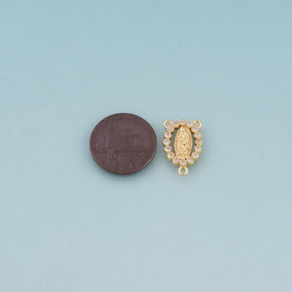 18K Gold Filled CZ Cutout Virgin Mary Connector,Our Lady Connector Bracelet Necklace for DIY Jewelry Making Supply