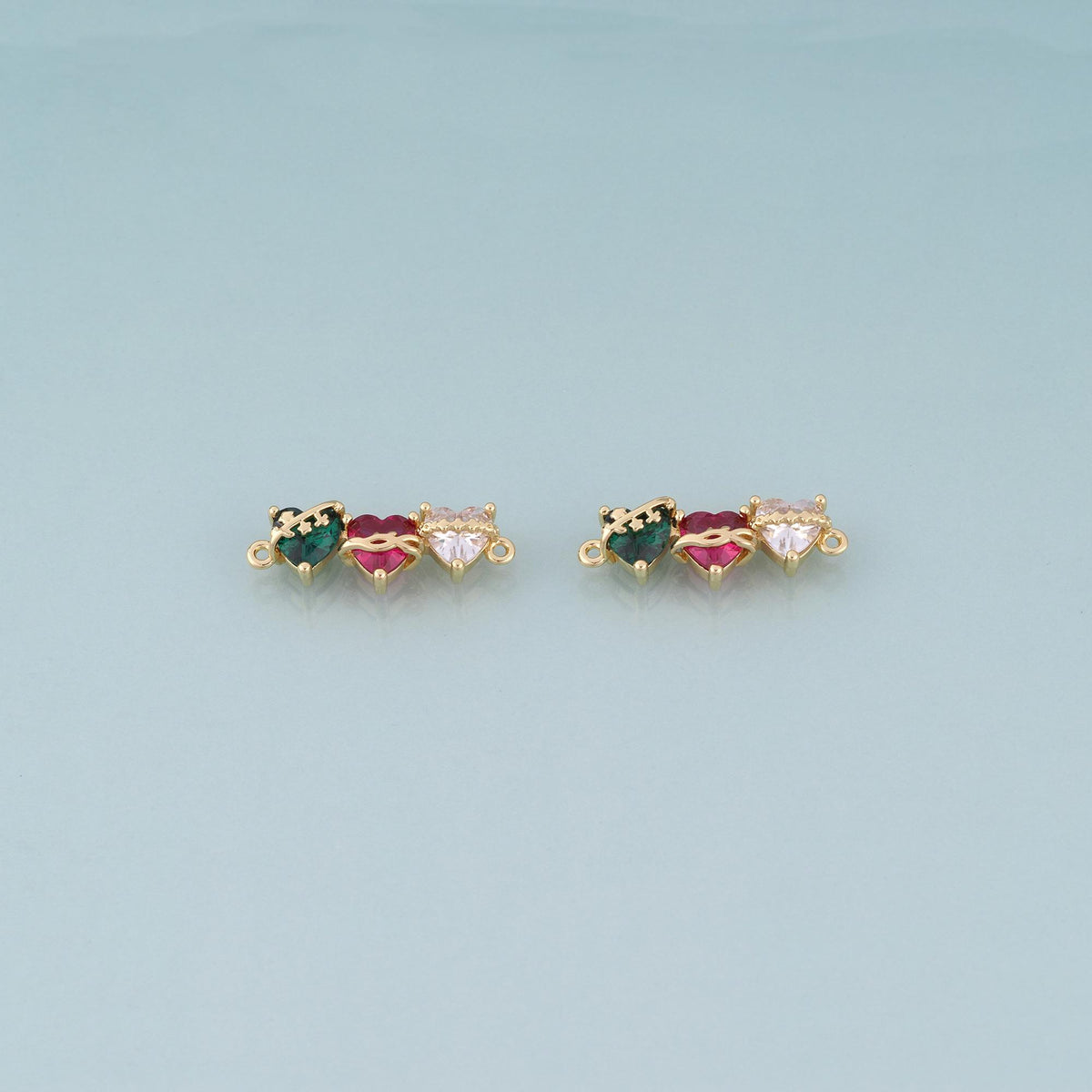 18K Gold Filled Crystal Heart Connector for Jewelry Making