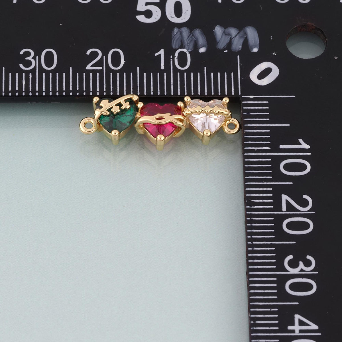 18K Gold Filled Crystal Heart Connector for Jewelry Making