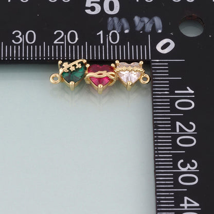 18K Gold Filled Crystal Heart Connector for Jewelry Making