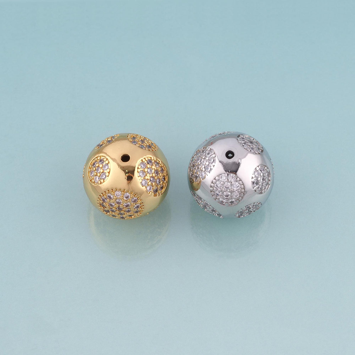 18K Gold Filled CZ Round Beads,Round Spacer Bead Bracelet Necklace for DIY Jewelry Making Supply