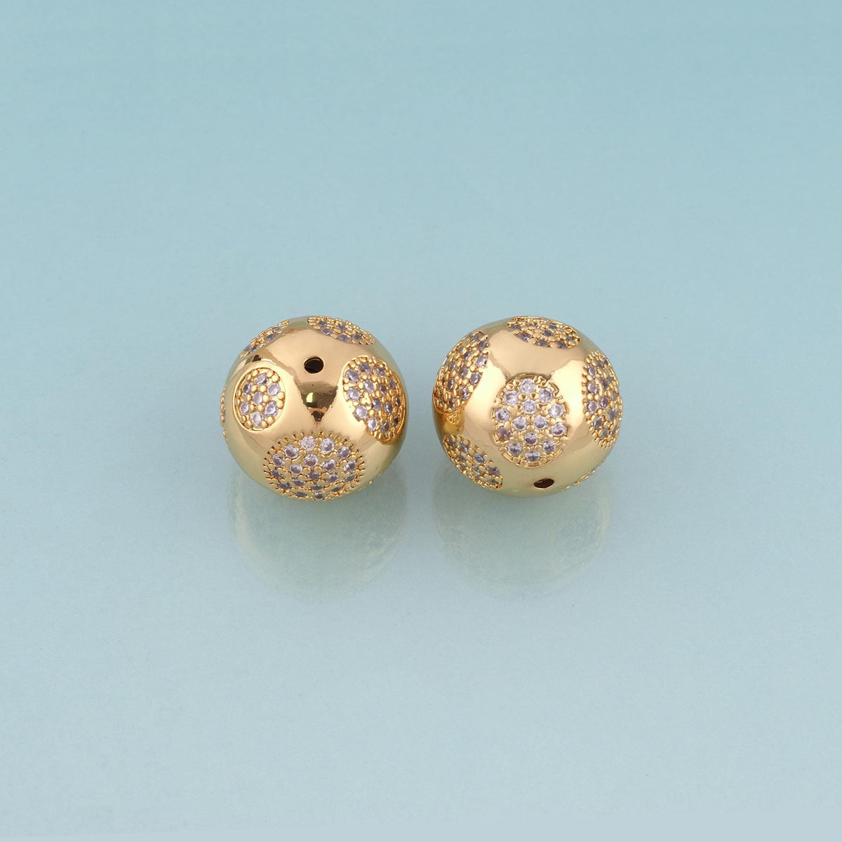 18K Gold Filled CZ Round Beads,Round Spacer Bead Bracelet Necklace for DIY Jewelry Making Supply