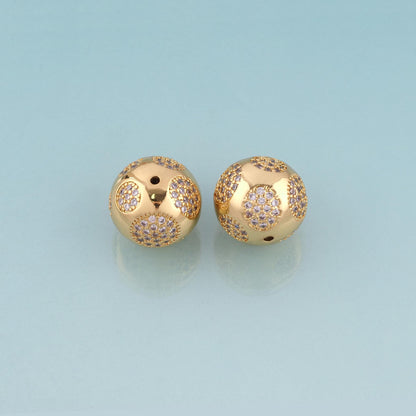 18K Gold Filled CZ Round Beads,Round Spacer Bead Bracelet Necklace for DIY Jewelry Making Supply