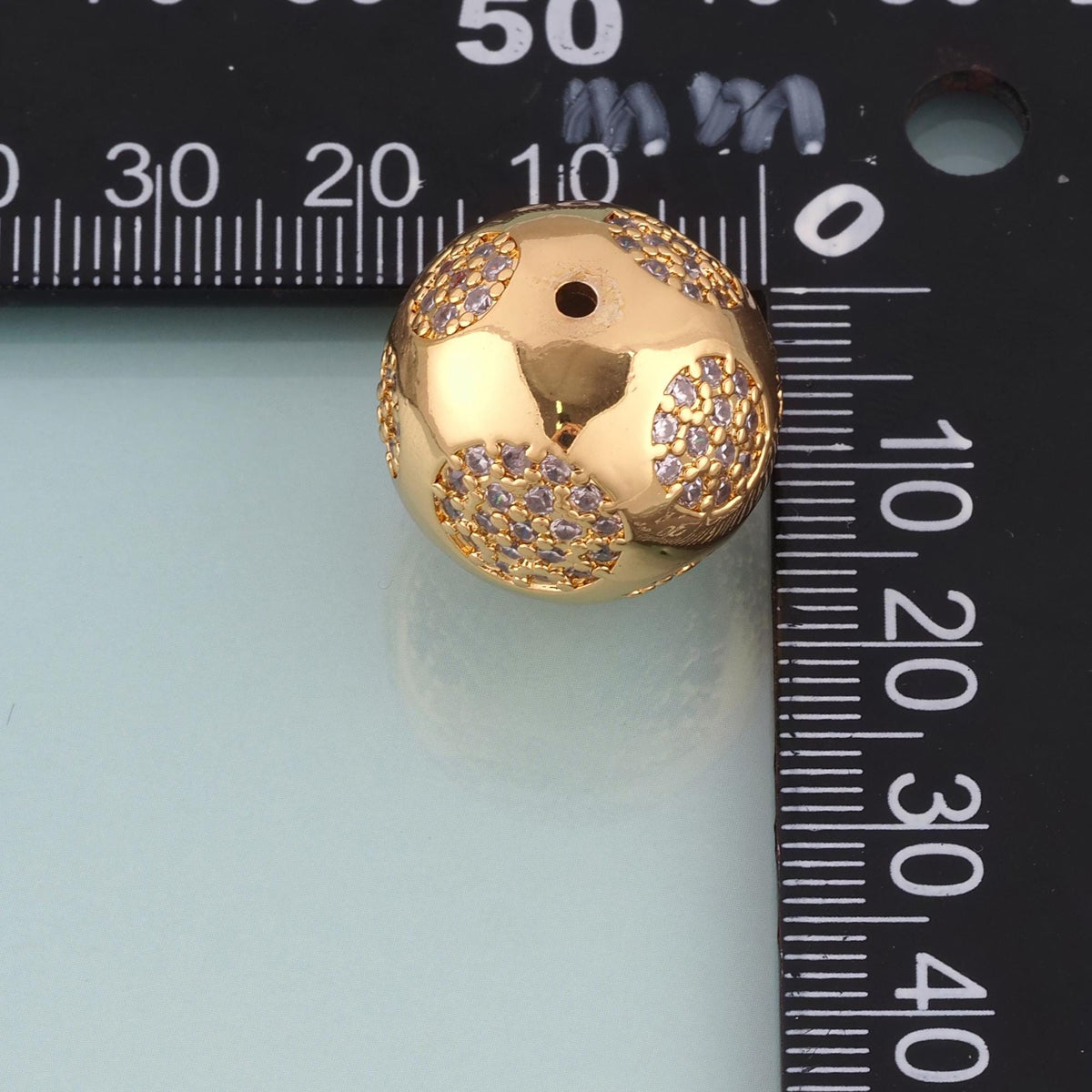 18K Gold Filled CZ Round Beads,Round Spacer Bead Bracelet Necklace for DIY Jewelry Making Supply