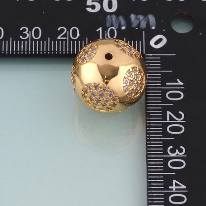 18K Gold Filled CZ Round Beads,Round Spacer Bead Bracelet Necklace for DIY Jewelry Making Supply