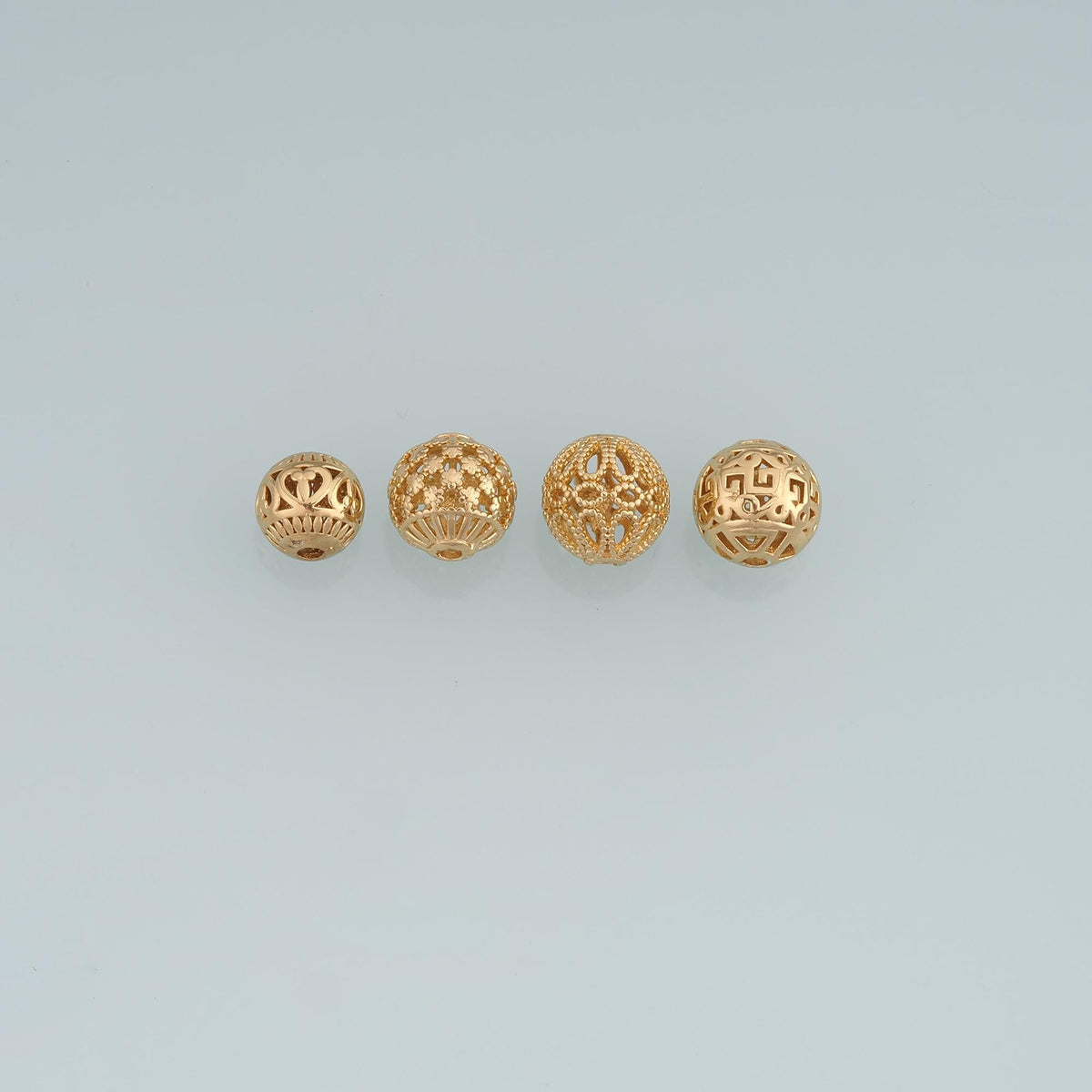 18K Gold Filled Openwork Filigree Round Bead,Minimalist Round Spacer Bead Bracelet Necklace for DIY Jewelry Making Supply
