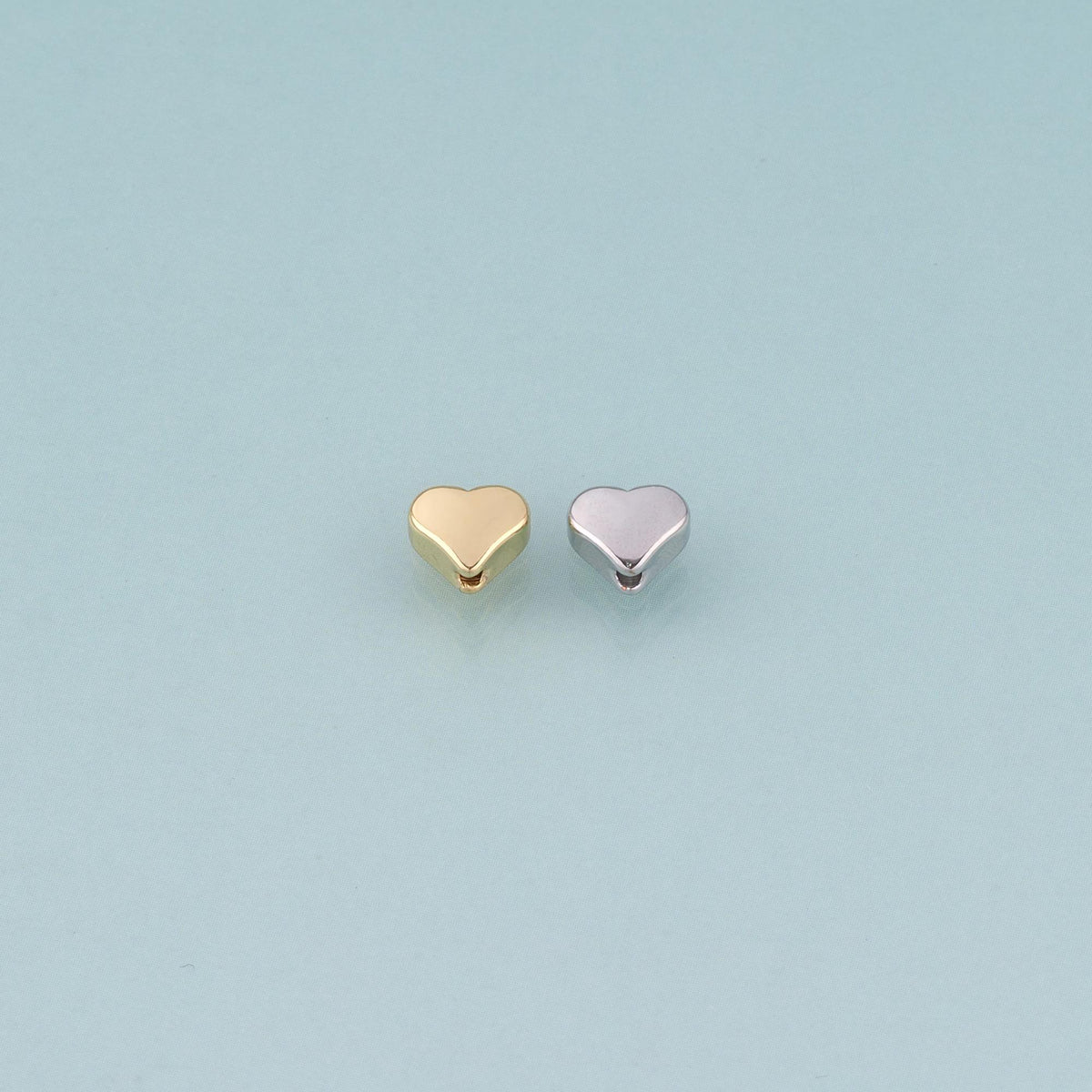 18K Gold Filled Heart Bead,Minimalist Heart Spacer Bead Bracelet Necklace for DIY Jewelry Making Supply