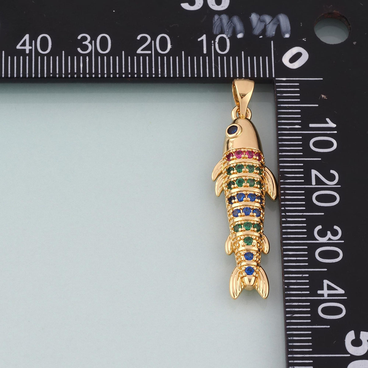 18K Gold Filled CZ Fish Pendant,Multicolor Fish Charm Bracelet Necklace for DIY Jewelry Making Supply