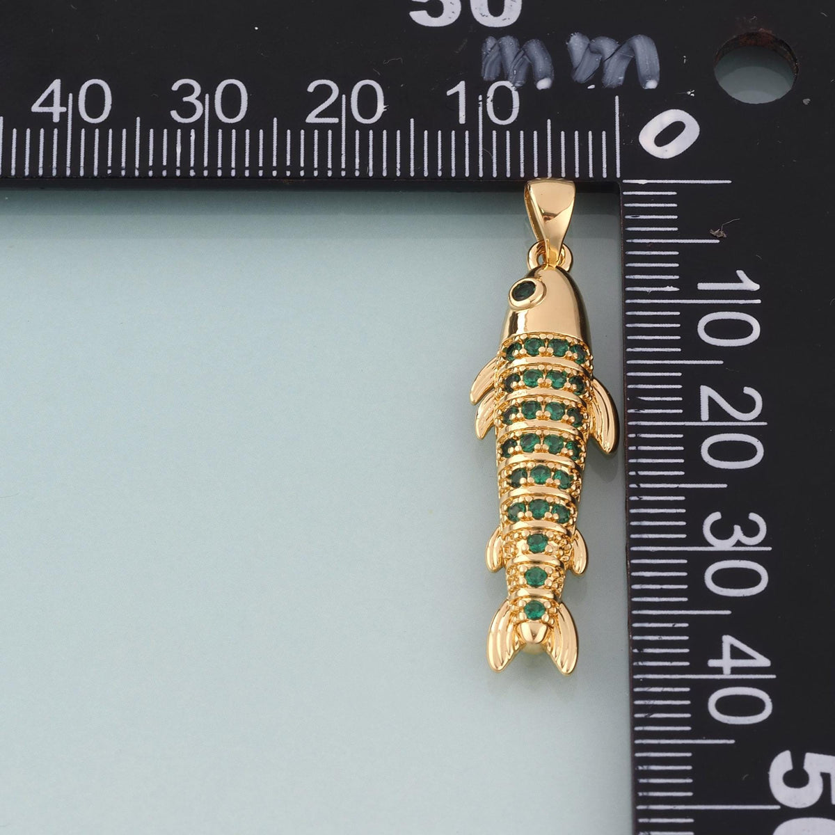 18K Gold Filled CZ Fish Pendant,Exquisite Charm Bracelet Necklace for DIY Jewelry Making Supply