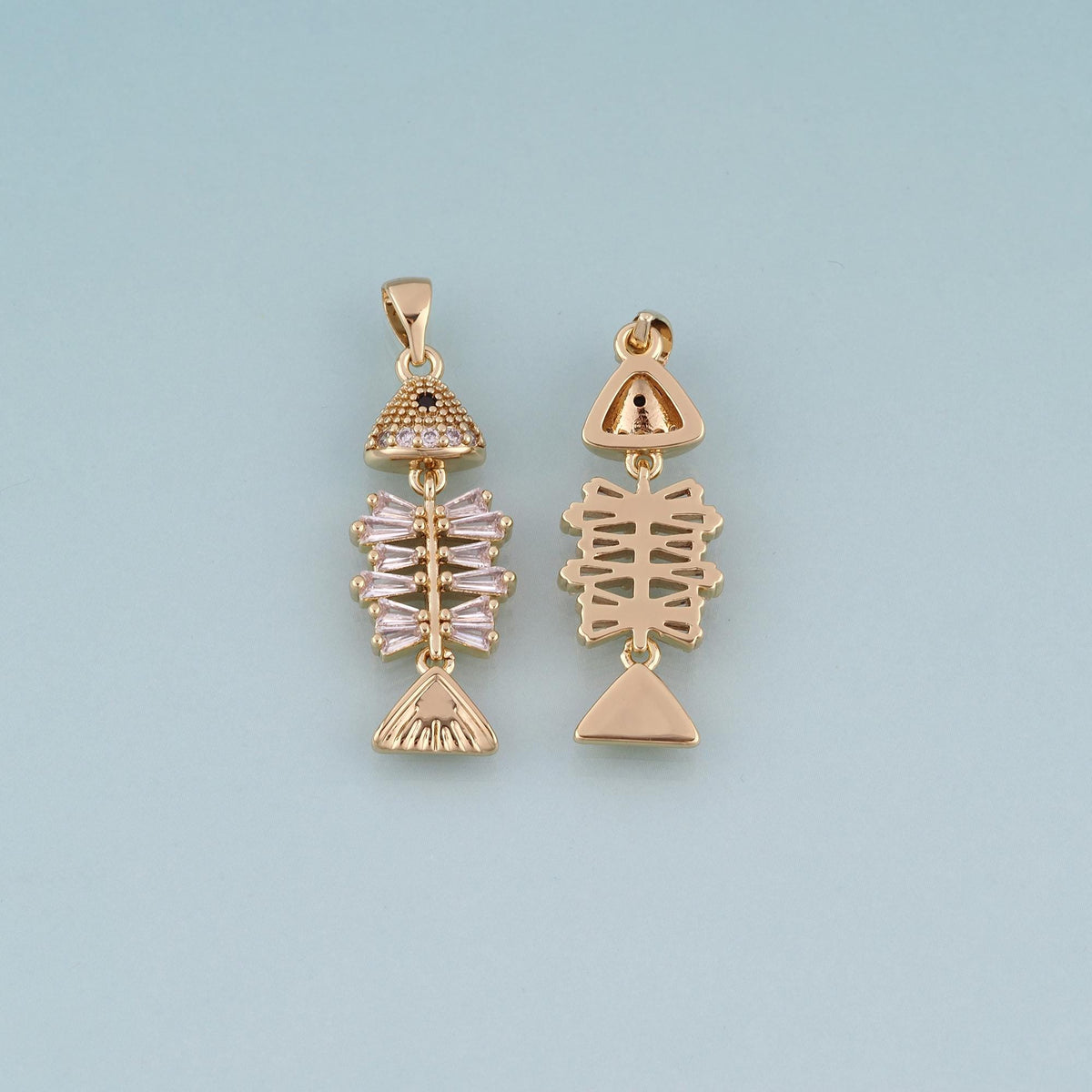 18K Gold Filled Crystal Fish Charm Pendant for Jewelry Making