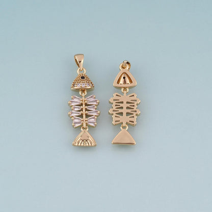 18K Gold Filled Crystal Fish Charm Pendant for Jewelry Making