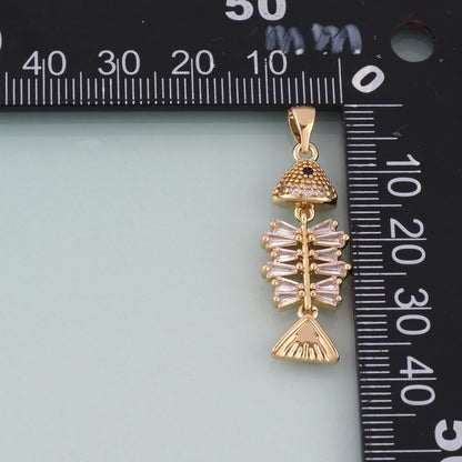 18K Gold Filled Crystal Fish Charm Pendant for Jewelry Making