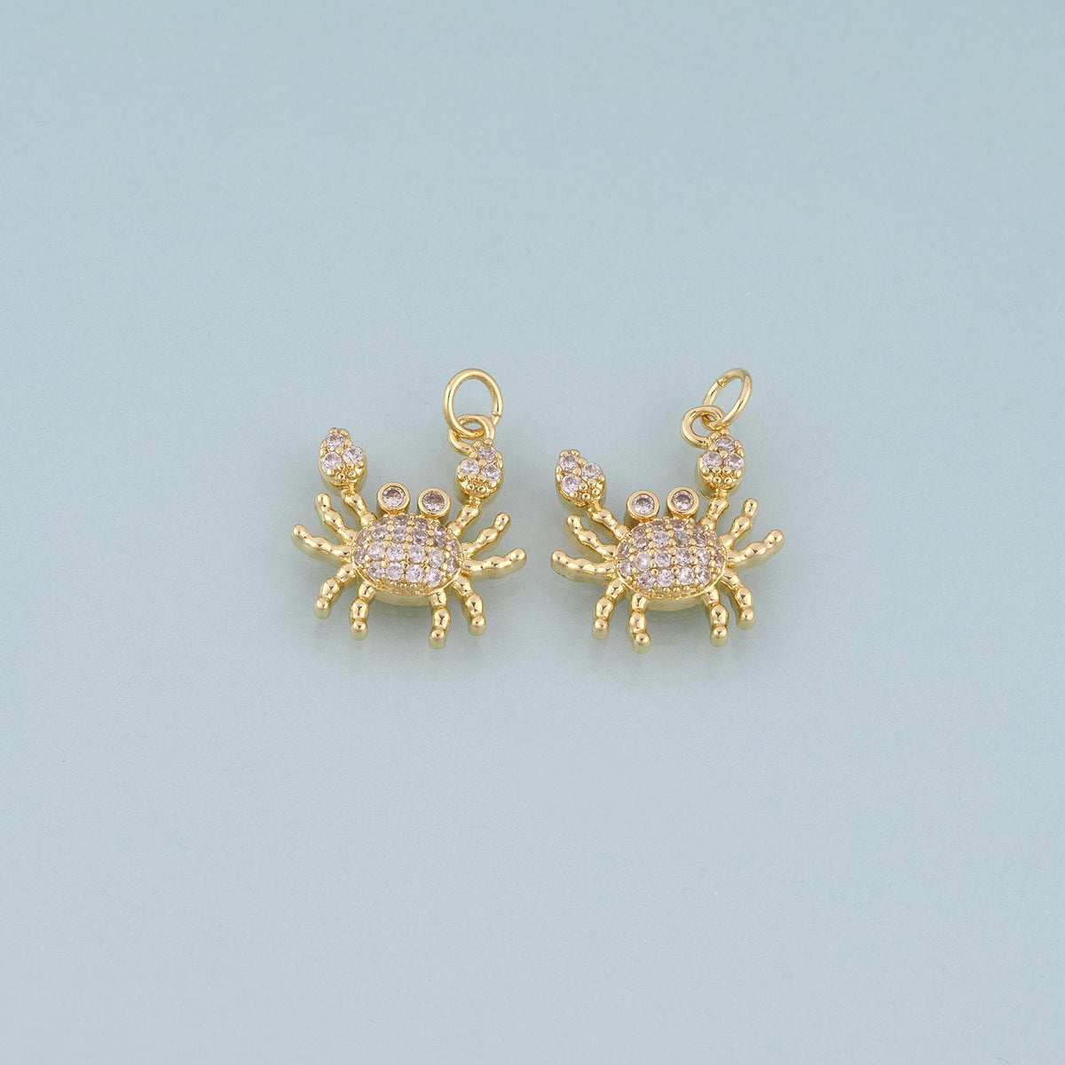 18K Gold Filled Pave CZ Crab Pendant,Exquisite Charm Bracelet Necklace for DIY Jewelry Making Supply